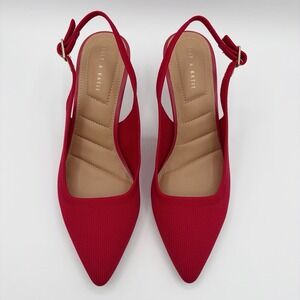 Kelly & Katie Shoes Womens Size 9 M Red Slingback Heels Knit Pointed Toe Pumps